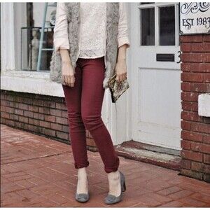 CAbi Womens Ruby Red Corduroy Skinny Pants Sz 4 Jeans Style #200